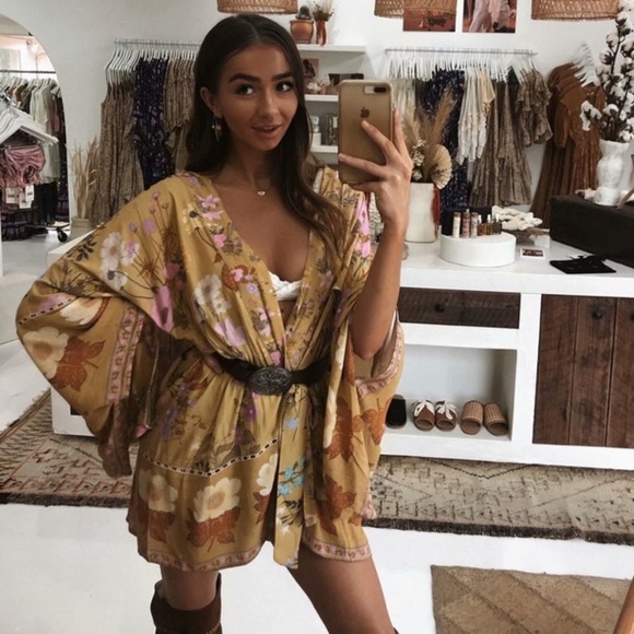 SOLD OUT Festival Bohemian Flower Printed Kimono Robe Tunic - Picture 5 of 6